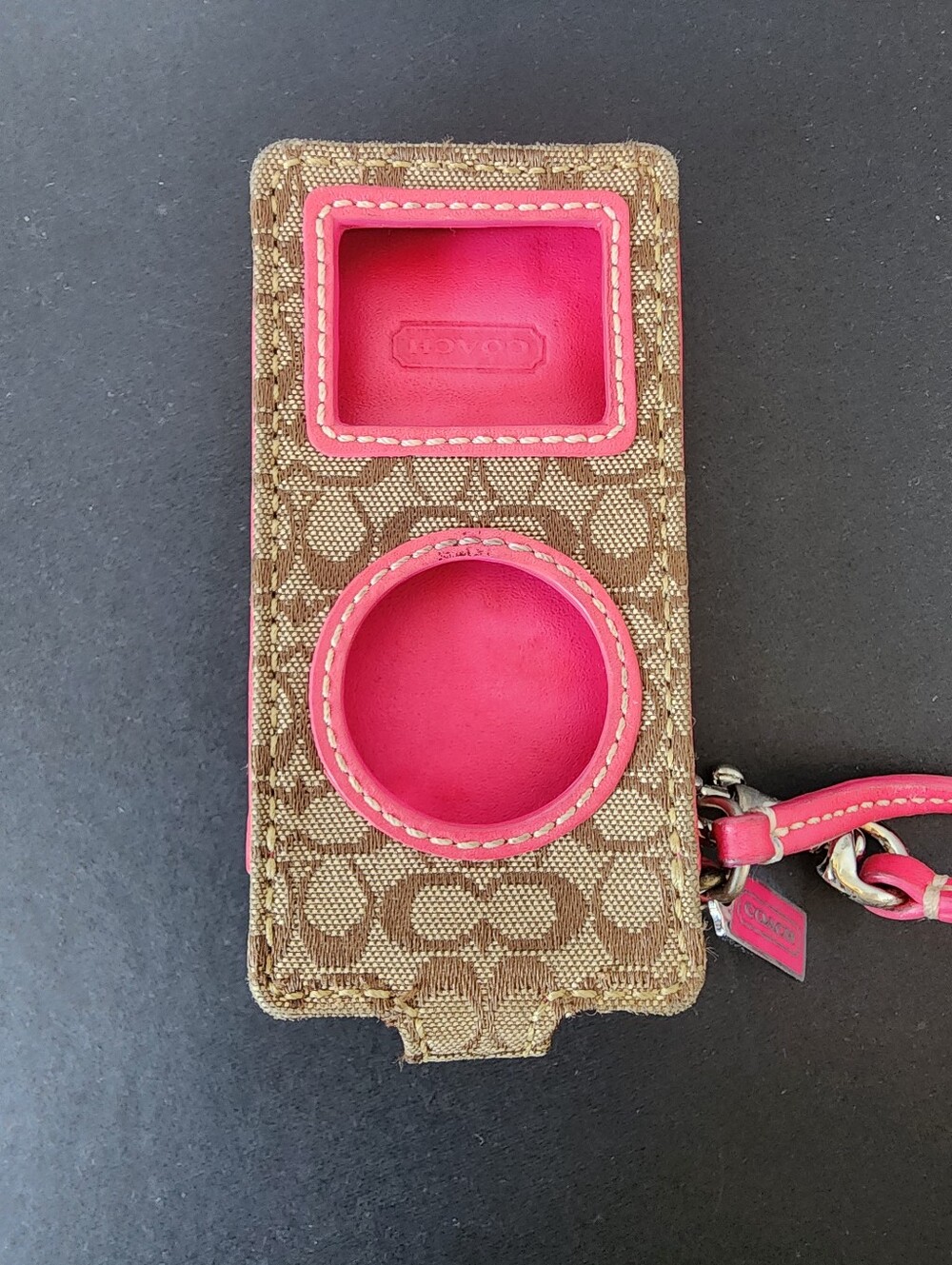 Coach Vintage Y2K Ipod Mini Wristlet Case, Signature Brown & Pink, EUC
